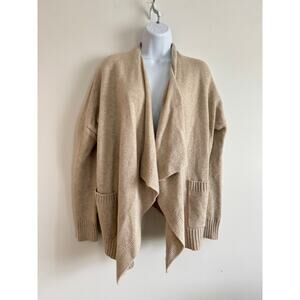 Vince Wool Cashmere Open Front Draped Cardigan Sweater Beige Women’s Small